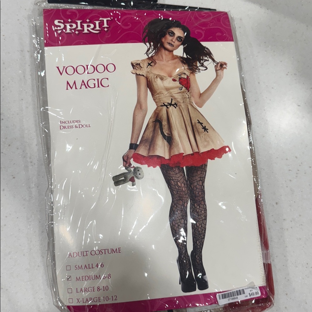 Spirit Voodoo Magic Costume with Beige and Red Accents